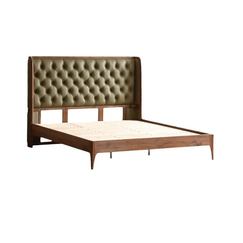North American black walnut solid wood bed 1.5 meters modern simple leather soft bag master bedroom Nordic double bed 1.8 meters