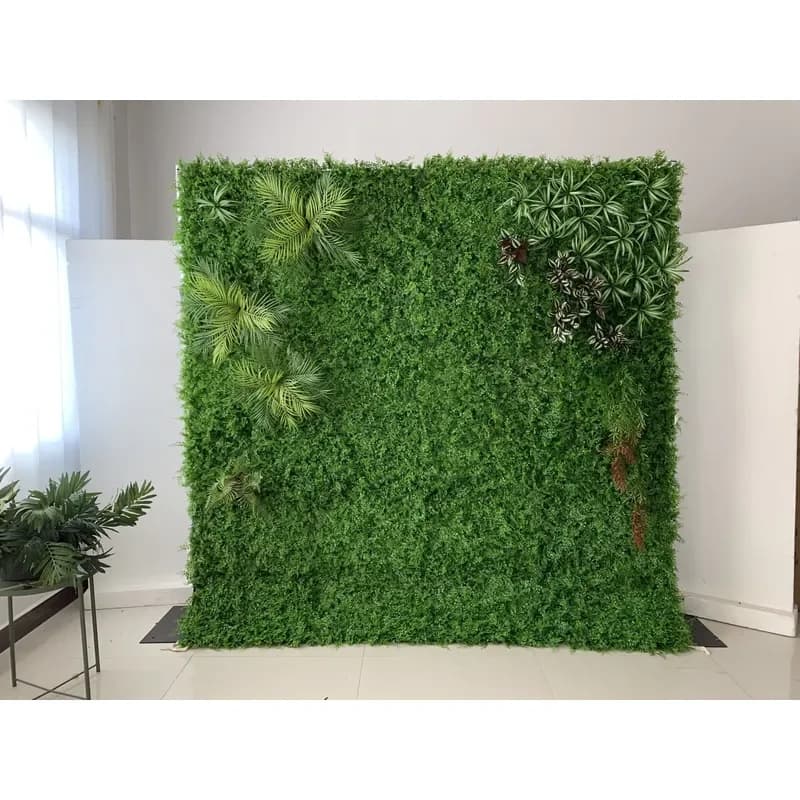 Artificial Plant Wall Panel Mixed Foliage Greenery Backdrop 3D Vertical Garden Faux Boxwood Hedge for Indoor Outdoor Wedding