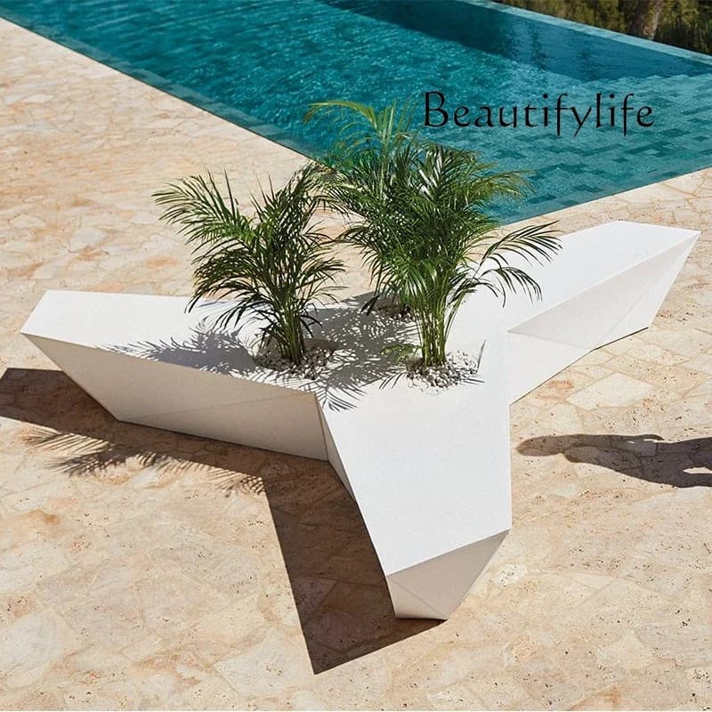 Shopping mall leisure seat public area rest chair rhombus cut flower pot sitting stool outdoor creativity