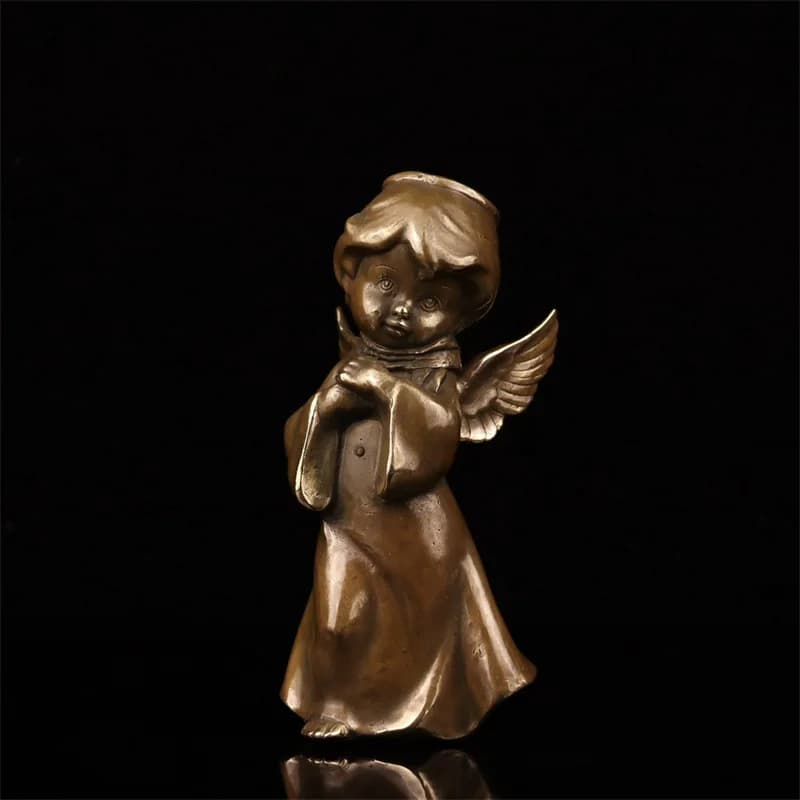 Brass Antique Purple Bronze Angel Figure Statue Home Living Room Desktop Ornament Decoration Props