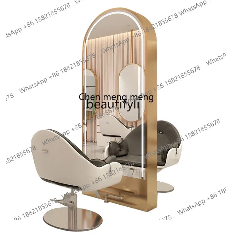xx1Barber Shop Mirror with Lamp Floor  Full-Length   Hairdressing Mirror for Hair Salon Hair Cutting Mirror