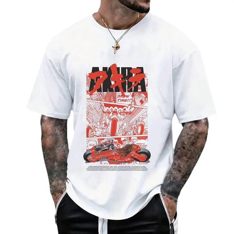 Akira Cyberpunk City Explosion Gift T‑Shirt Katsuhiro Otomo Retro Manga Shotaro Kaneda Neo‑Tokyo Anime 0225 Short Sleeve Tops