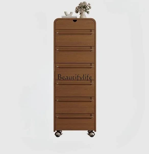 LJY*Retro solid wood six-chest cabinet, antique small apartment in living room, cherry veneer, bedroom storage cabinet