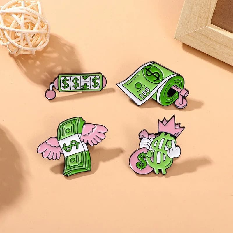 New Funny Cartoon Dollar Bill Alloy Brooch Pin Unisex Creative DIY Clothes Bags Shoes Hat Scarf T-shirt Jeans Accessory