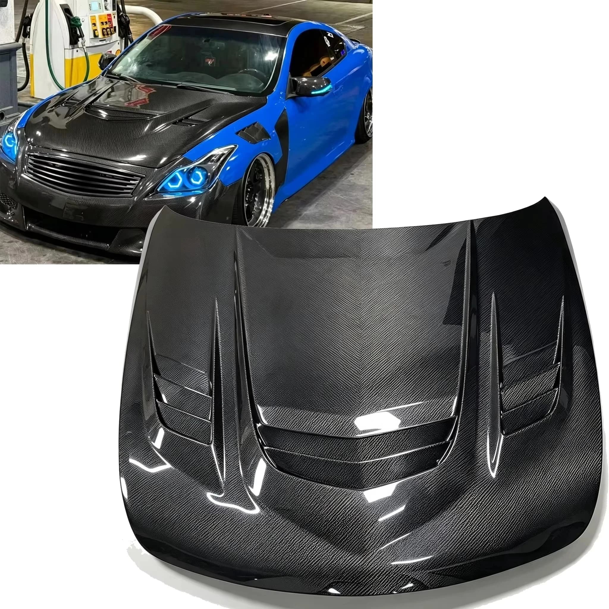 High Quality Carbon Fiber Hood for Infiniti G37 Coupe 2-Door 2008-2013 V36 Engine Bonnet Cover Carbon Fiber Body Kits