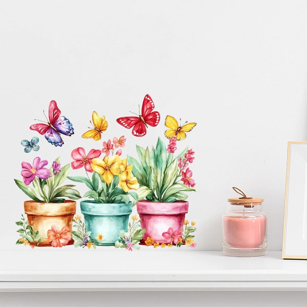 Flower Potted Plants Wall Stickers Kitchen Decoration Dining Room Living Room Cabinet Refrigerator Home Decoration Decals S689