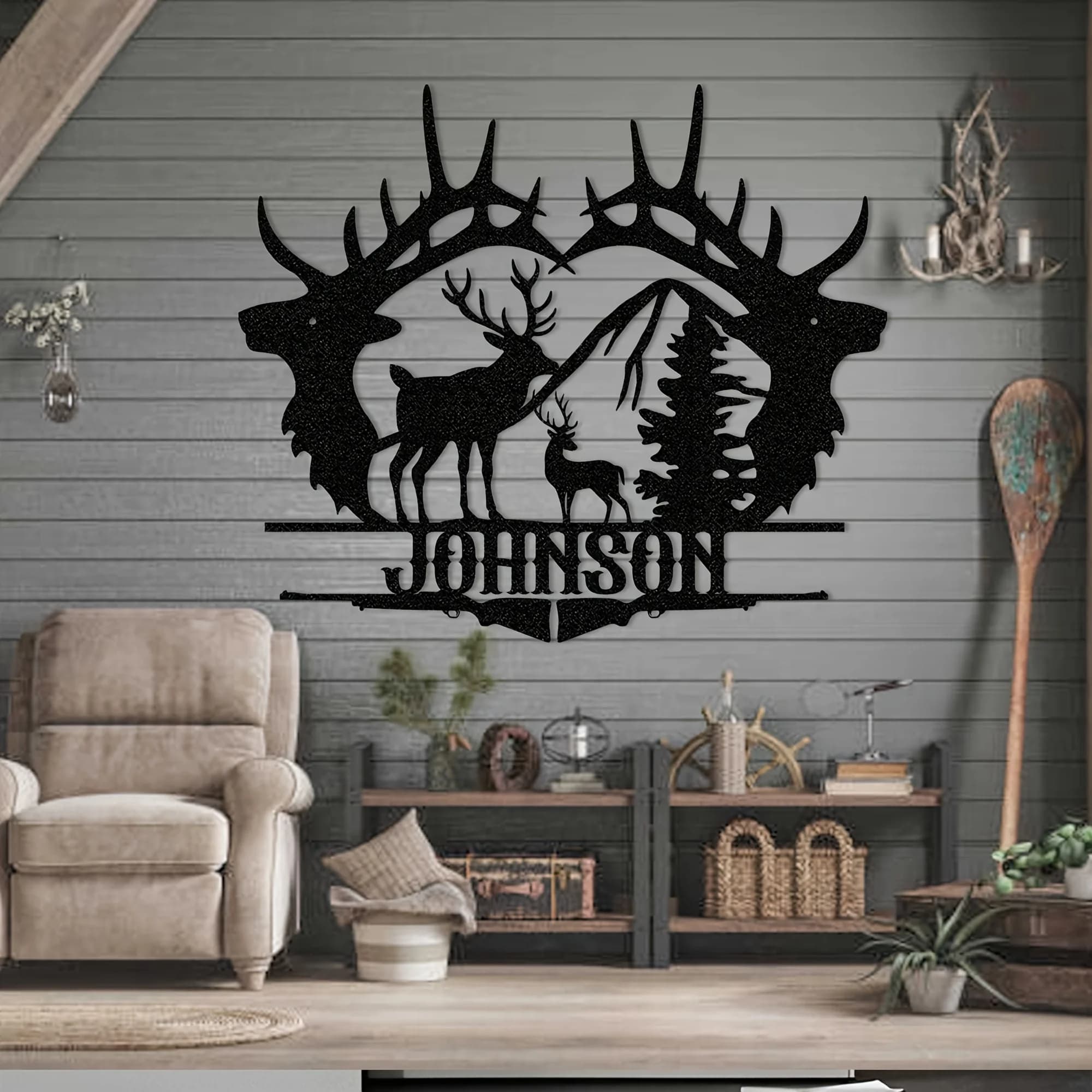 Customizable Deer Silhouette Metal Wall Art - Rustic Wildlife-Themed Decor for Home, Kitchen, Garden, Outdoor Spaces