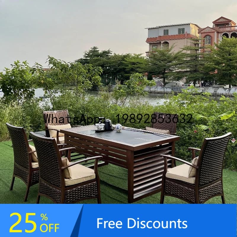 CZ Outdoor Table and Chair Rattan  Set for Balcony, Villa, Courtyard, Leisure Sofa, Terrace, Garden, Waterproof and Sunproof