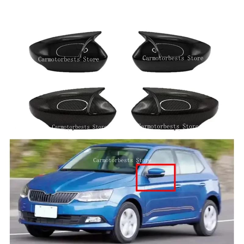 Car Rearview Side Mirror Cover  Fit  For Skoda Fabia 2015-2020 Rapid 2016-2023 Wing Cap Exterior Door Housing Shell Trim Sticker