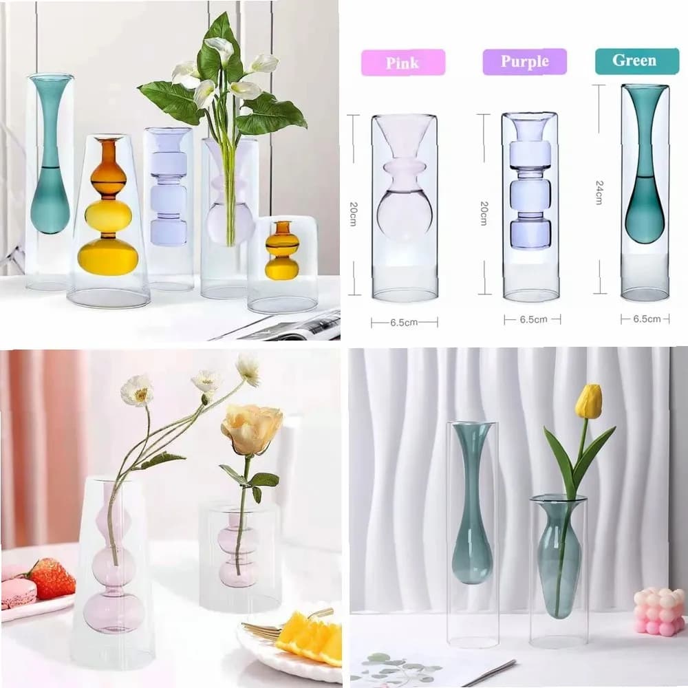 Creative Glass Flower Vases for Hydroponic Plants, Wedding Centerpiece & Home Table Decor