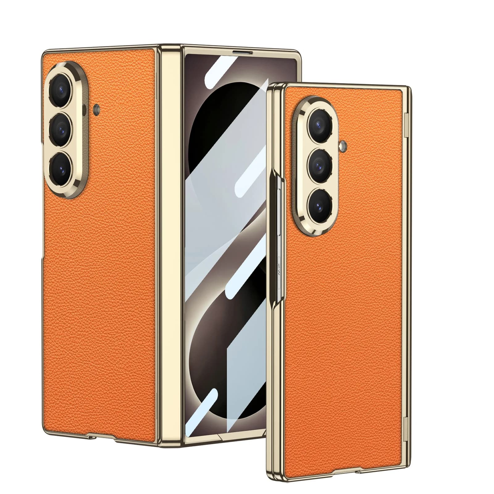 For Samsung Galaxy Z Fold 8 Ultra Case Luxury Electroplate Skin-Friendly Matte Leather Hinge With Tempered Film Shockproof Cover