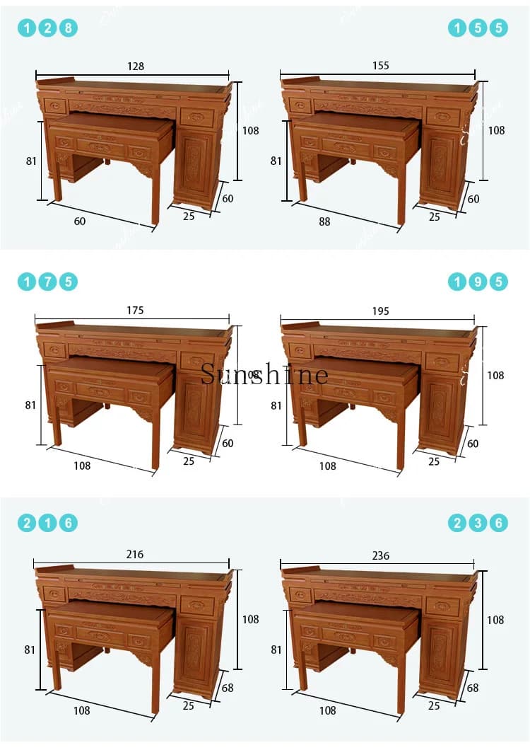 Table Shentai God of Wealth Special Household Economical Solid Wood Placement Item Case  FT