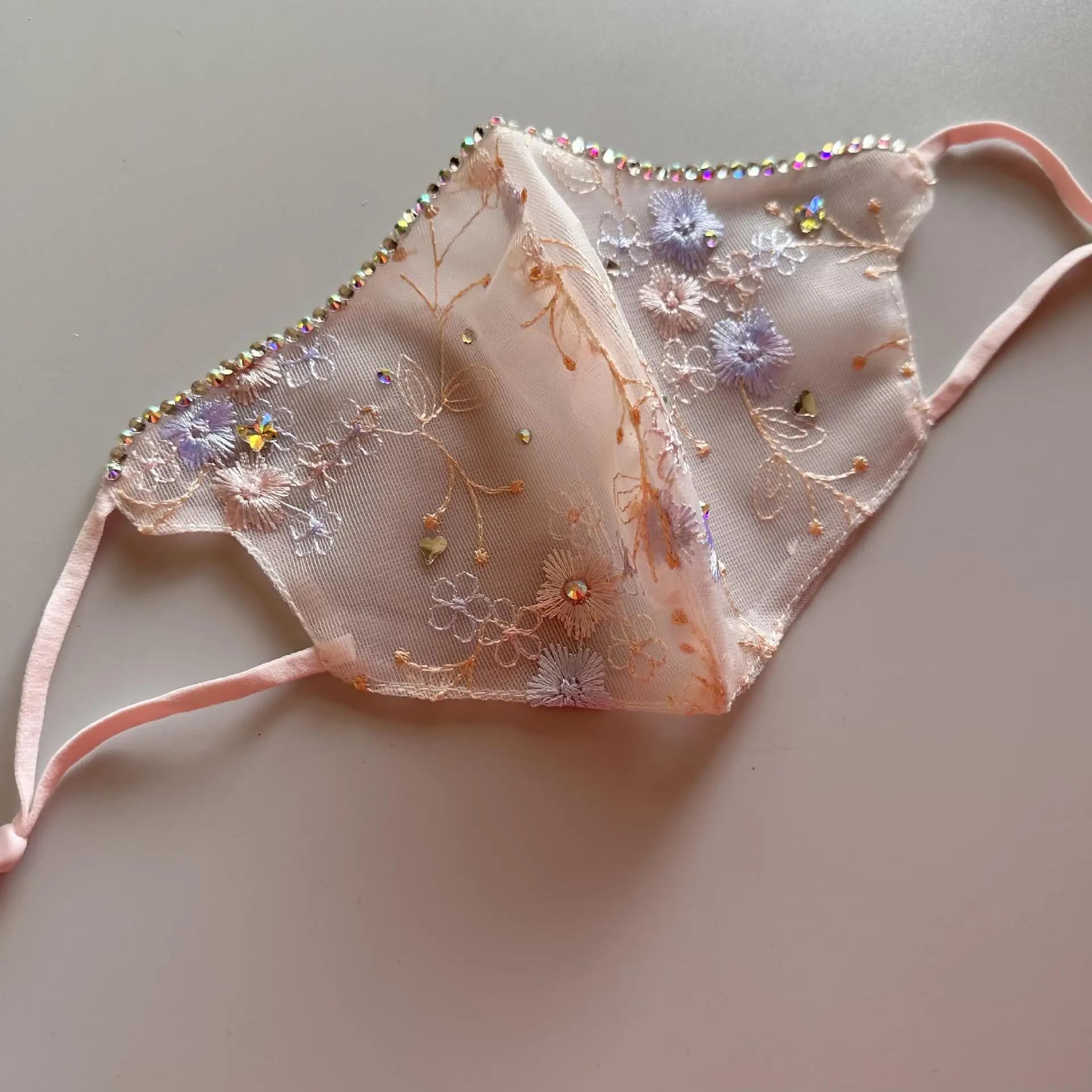 Cz   sun-protective washable mask - ethnic style, fashionable, exquisite mesh embroidery with glittering tile accents