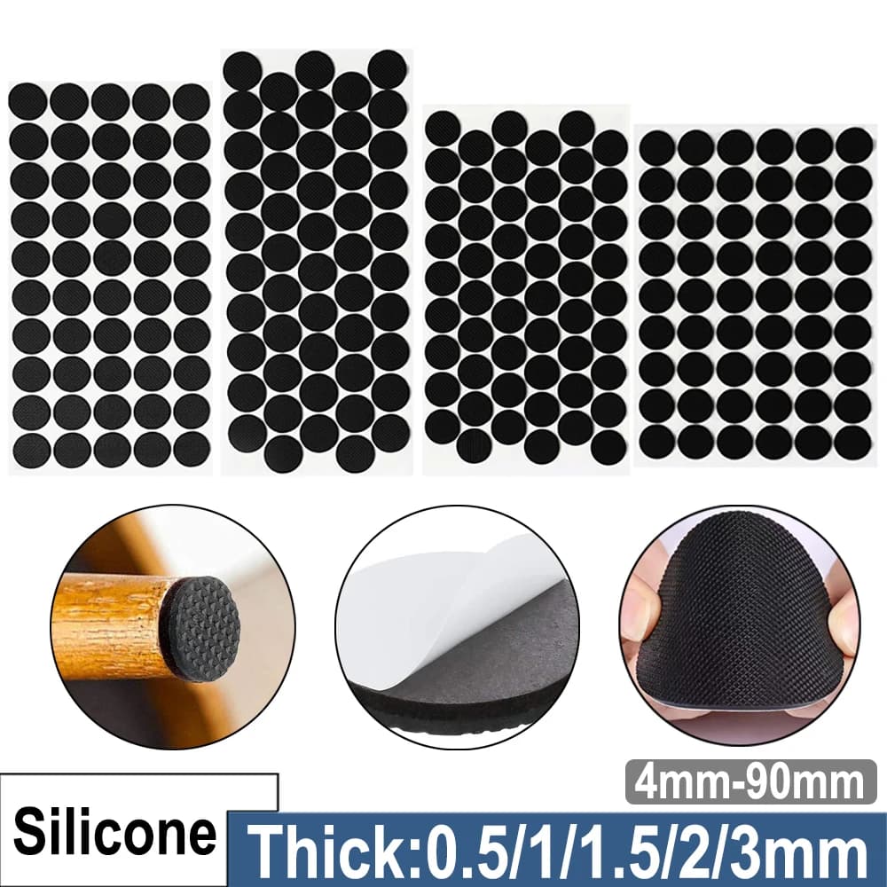 4mm-90mm Silicone Self Adhesive Felt pads for Chairs Furniture pads Felt Self-Adhesive Black 0.5/1/1.5/2/3mm Thick