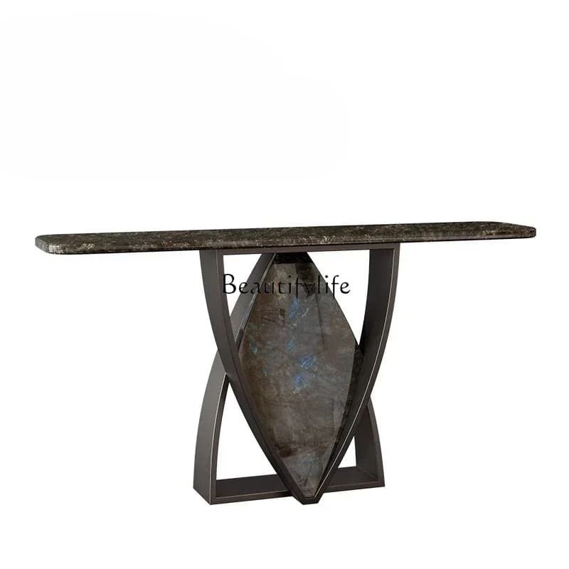 05-Modern simple light luxury natural marble entrance table creative high-end entrance table