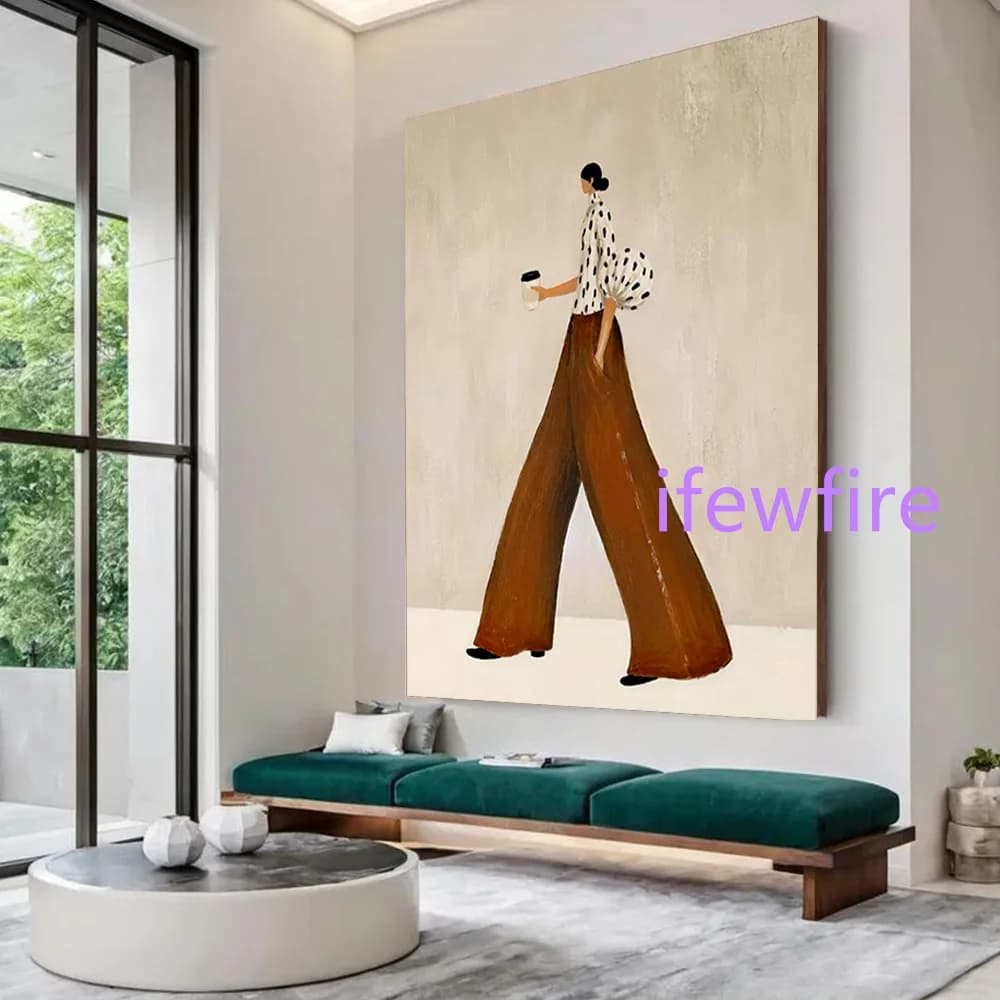 100% Handmade Wabi-Sabi Abstract Oil Painting Unique Figure Canvas Mural Wall Art Picture for Living Room Decor Image Artwork