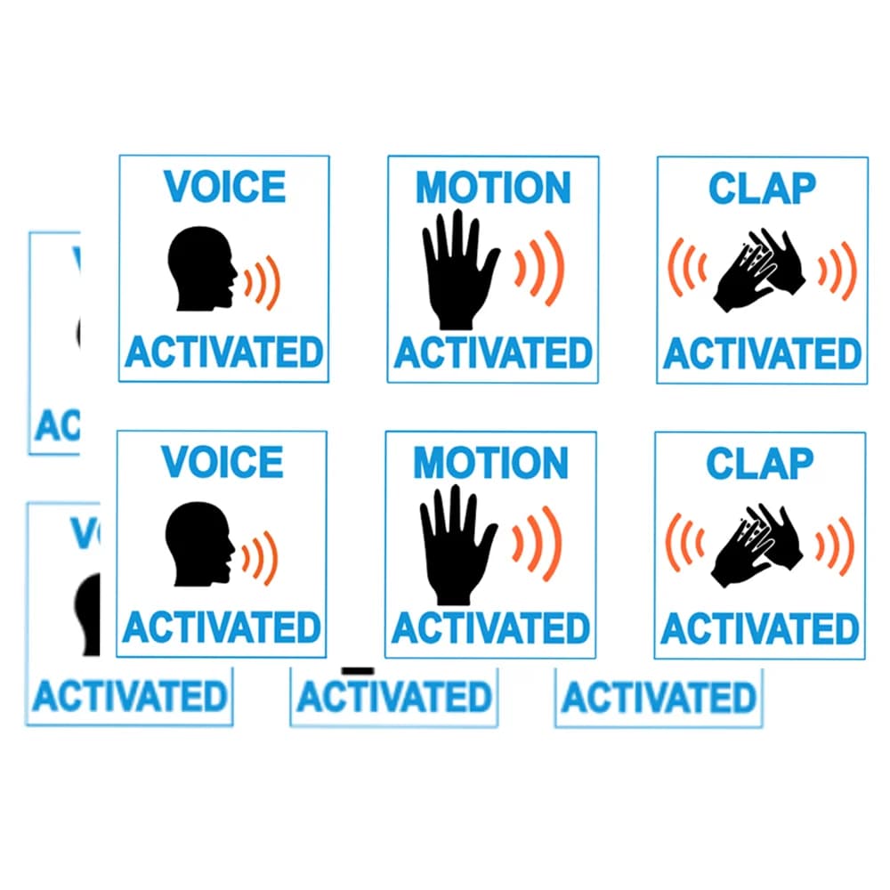 Fake Voice Motion & Clap Activated Sign 60 Pack - Prank Stickers Funny Joke Labels - Practical Hilarious Tags
