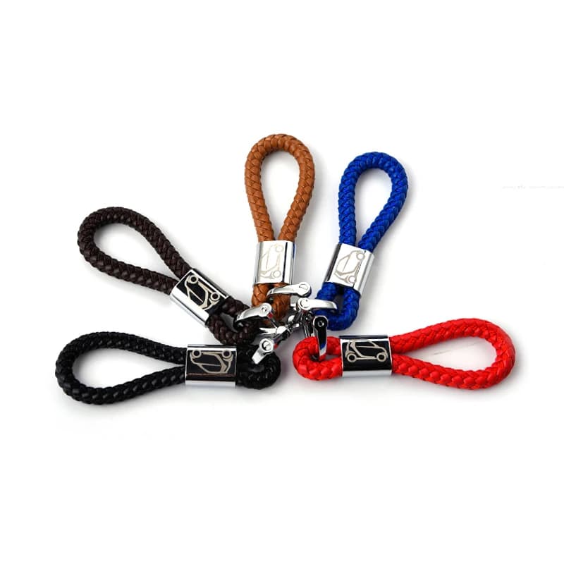 Car Styling PU Leather Braided Keychain for Car Key Bag Pendant Hand Woven Rope Keyring Lanyard Accessories Men Women Decoration
