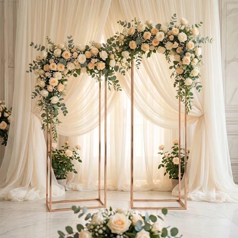 2pcs Wedding Backdrop Sign Frame Column Plinth Shelf Flower Stand for Outdoor Lawn Party Decoration Stage Floral Window Display