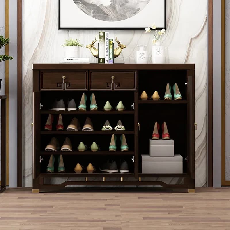 DSA new Chinese-style household door large-capacity entrance solid wood frame storage shoe cabinet