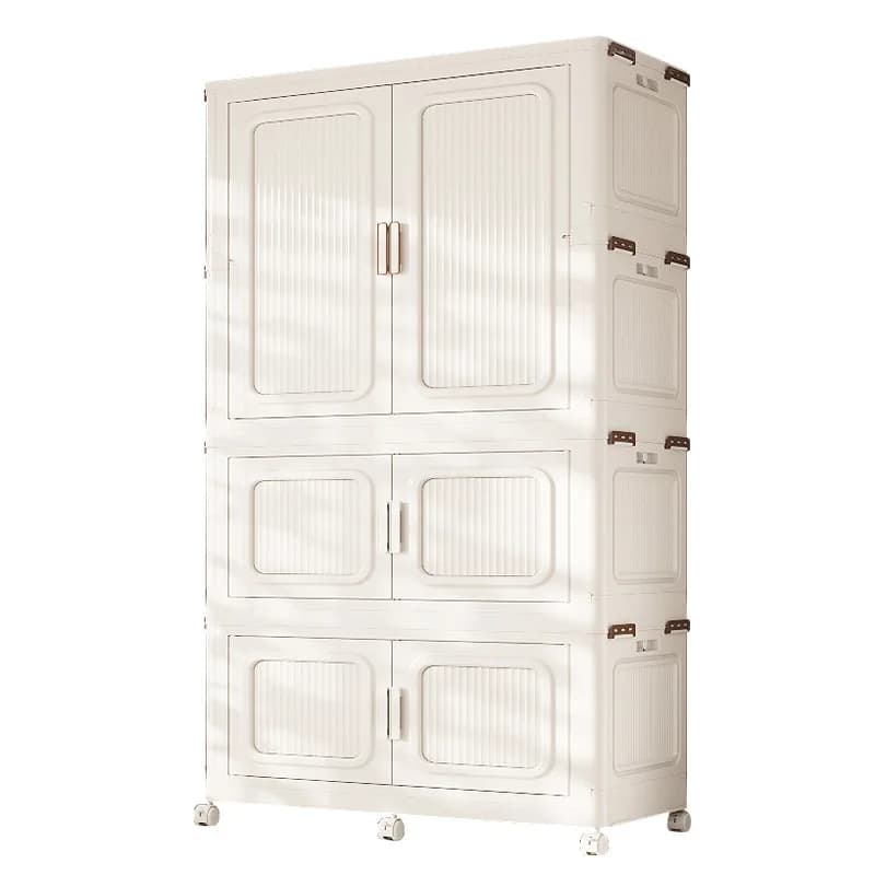 HYS Storage Cabinet Folding Children's Wardrobe Multilayer Clothes with Cabinet Door Storage Cabinet