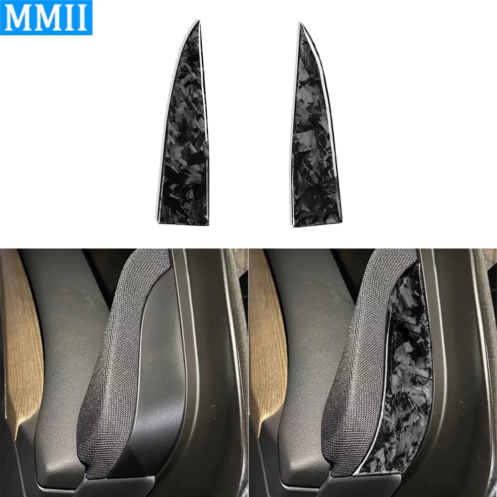 For Tesla Model Y 2020-2023 Forged Carbon Fiber Dashboard Both Side Speaker Audio Cover Trim Car Interior Sticker