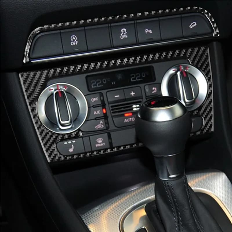 Carbon Fiber Car Air Conditioner CD Control Panel Trim Frame Stickers For Q3 Audi 2014-2018 Accessories
