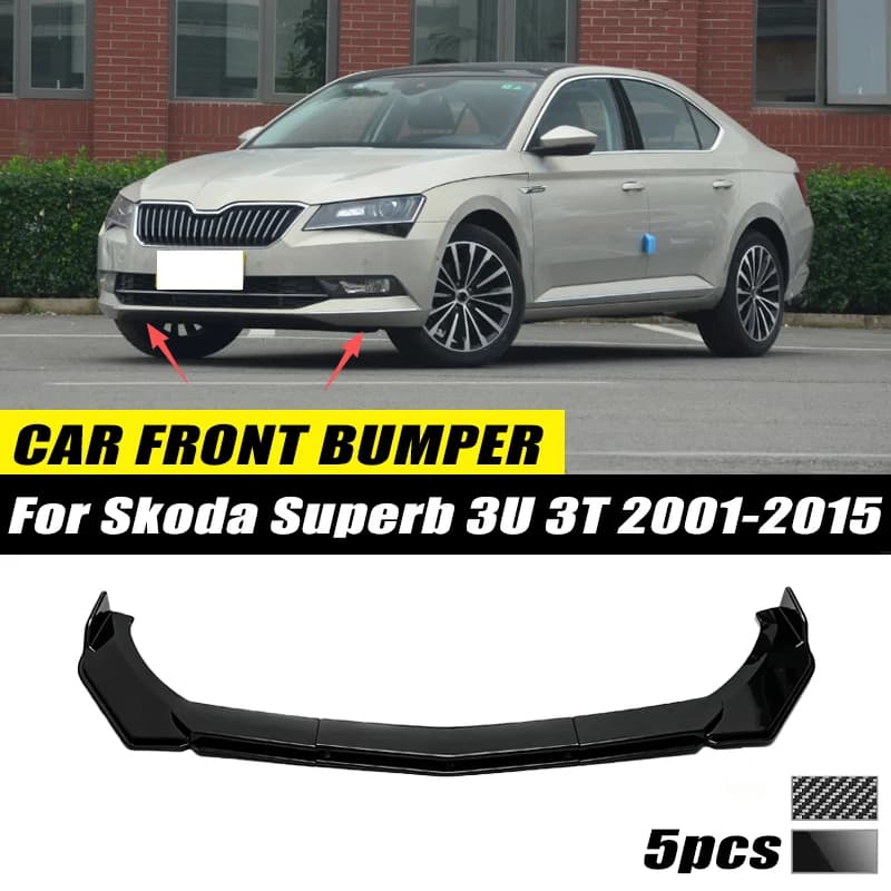 For Skoda Superb 3U 3T 2001-2015 Front Bumper Lip Front Guard Spoiler High-quality ABS Material Body Kit Front Lip Accessory
