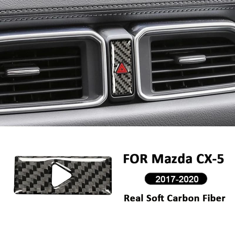 For Mazda CX-5 2017-2020 Carbon Fiber Car Center Console Warning Light Button Panel Frame Decoration Sticker Interior Parts