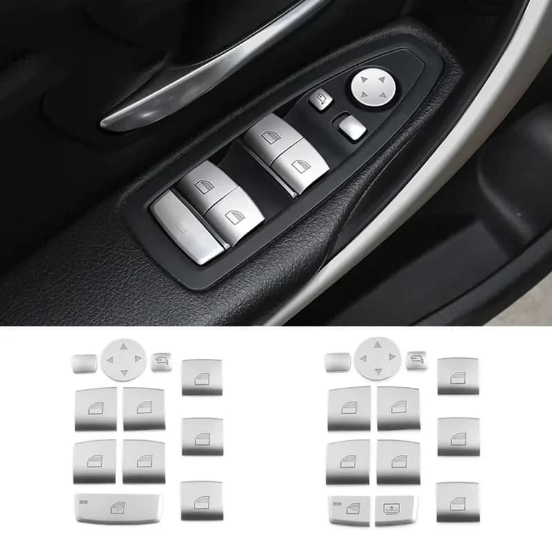 For BMW 1 3 4 5 6 7 Series X3 X4 X5 X6 Chrome ABS Car Window lift Button Switch Cover Trim Car Interior Accessories