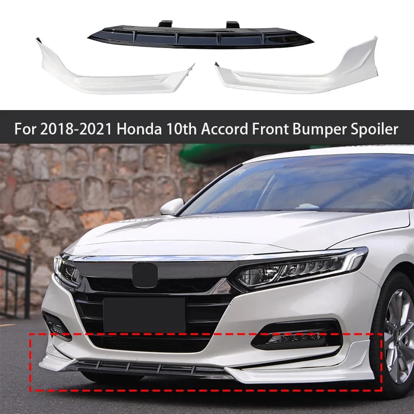 For 2018 19 20 2021 Honda 10th Accord Front Bumper Spoiler Lip Lower Body Kit Diffuser Splitter Tuning Guard Lower Body Kit