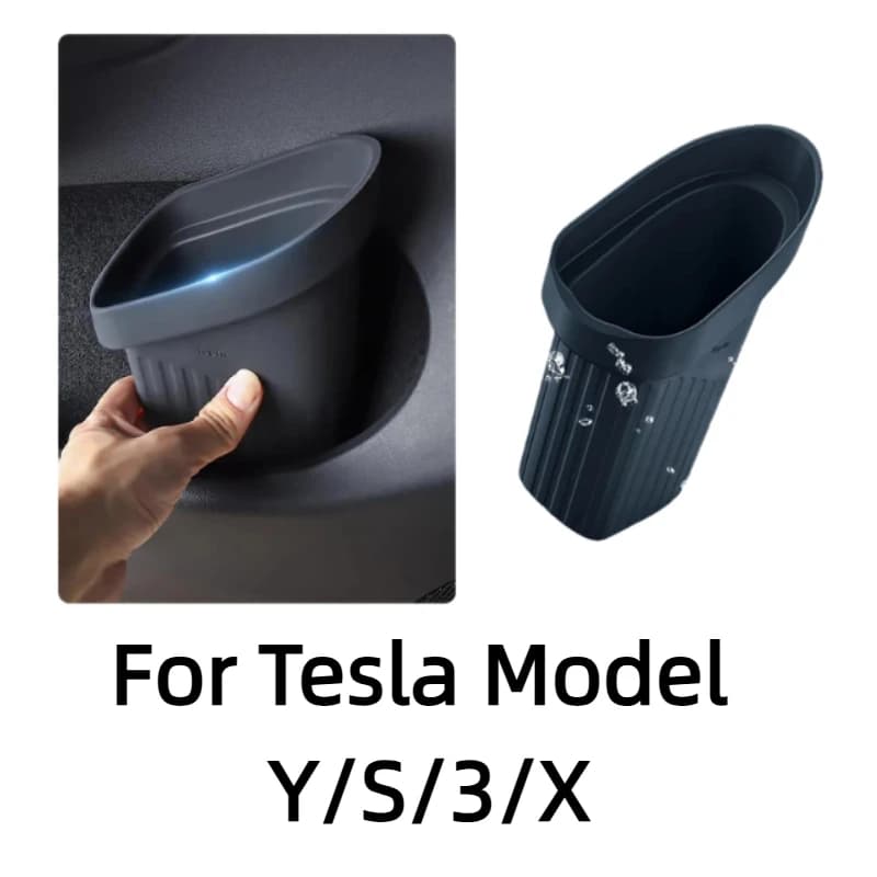 For Tesla Model Y/S/3/X Car Door Trash Can Silicone Door Storage Box Waterproof Garbage Can Car Eco-Friendly Accessories