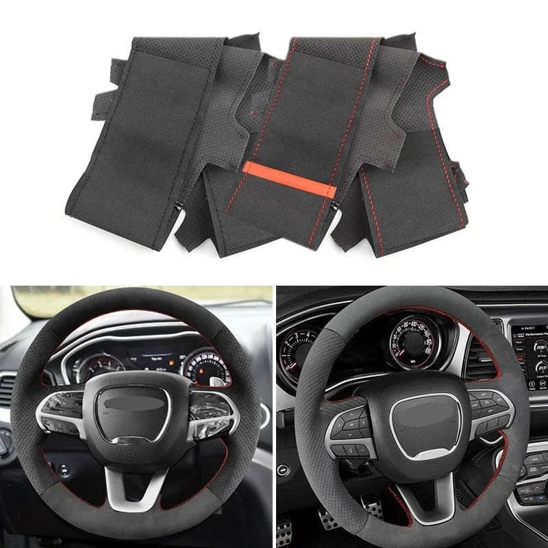 Suede Leather Steering Wheel Leather Cover For Dodge Challenger Charger 2015-21
