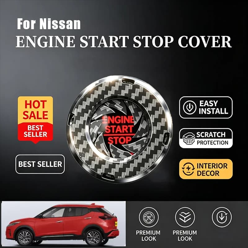 For Nissan Car Ignition Start Button Cover Decorative Ring Hidden Protective Cover Anti Scratch Interior Accessories