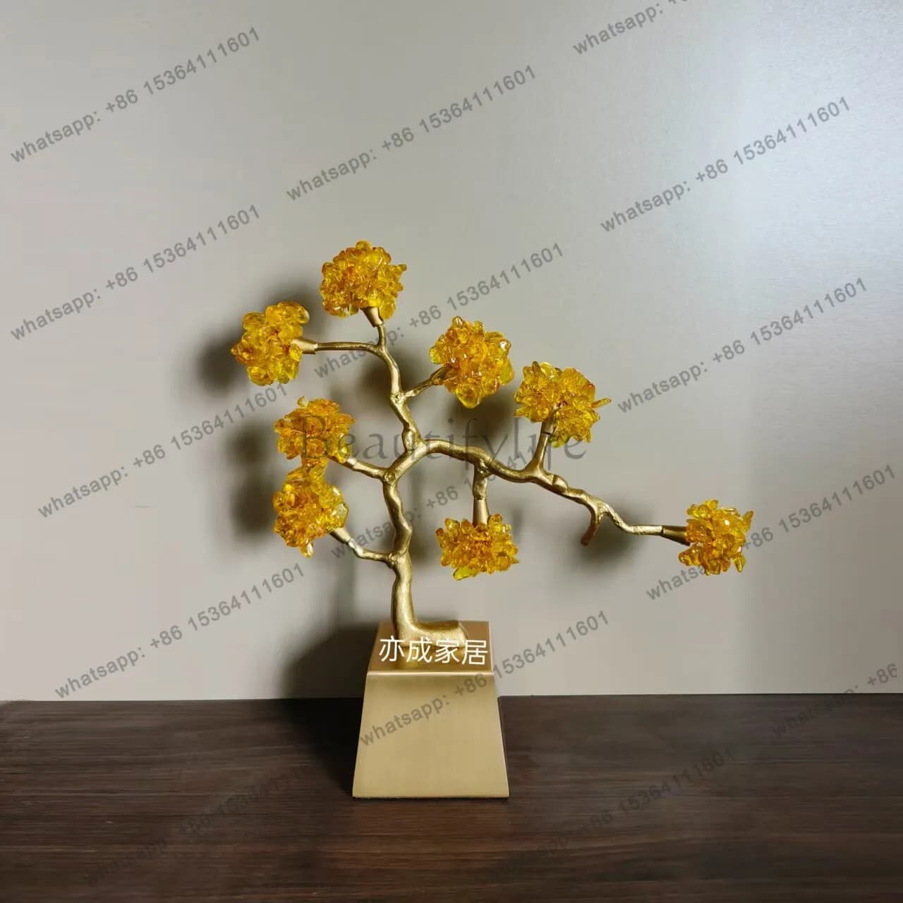 Light luxury high-end entrance TV cabinet handicrafts opening ceremony crystal fortune tree lucky ornament