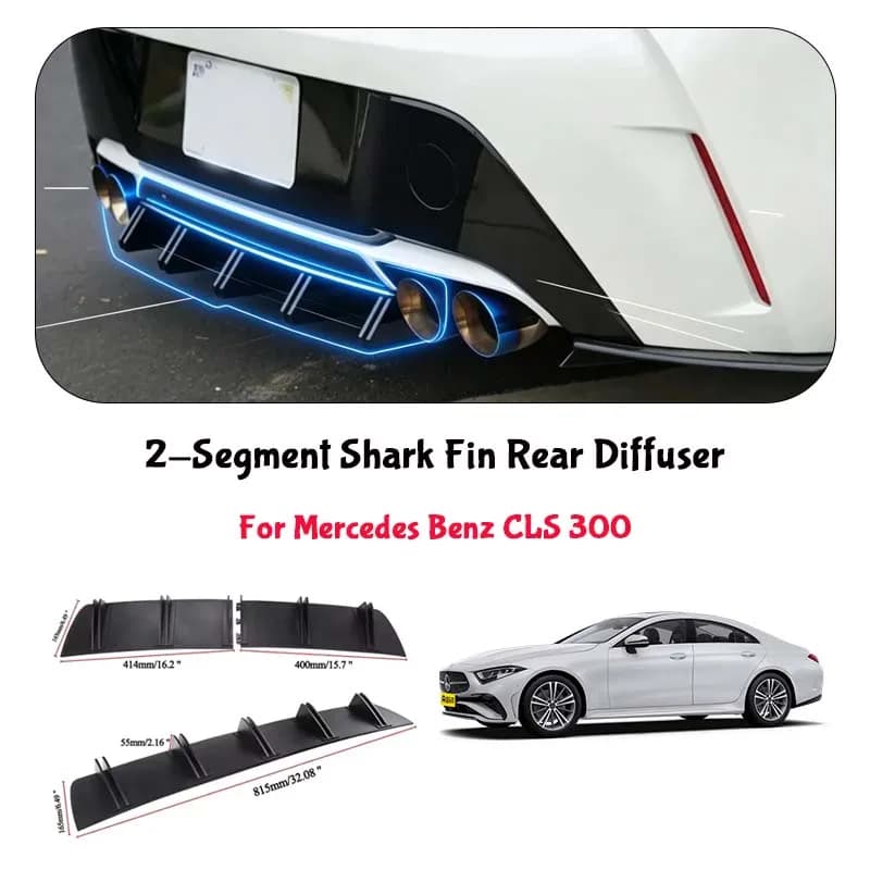 For Mercedes Benz CLS 300 Shark Fin Rear Diffuser Split Chassis Spoiler Auto Aerodynamic Parts Aerodynamic Modification