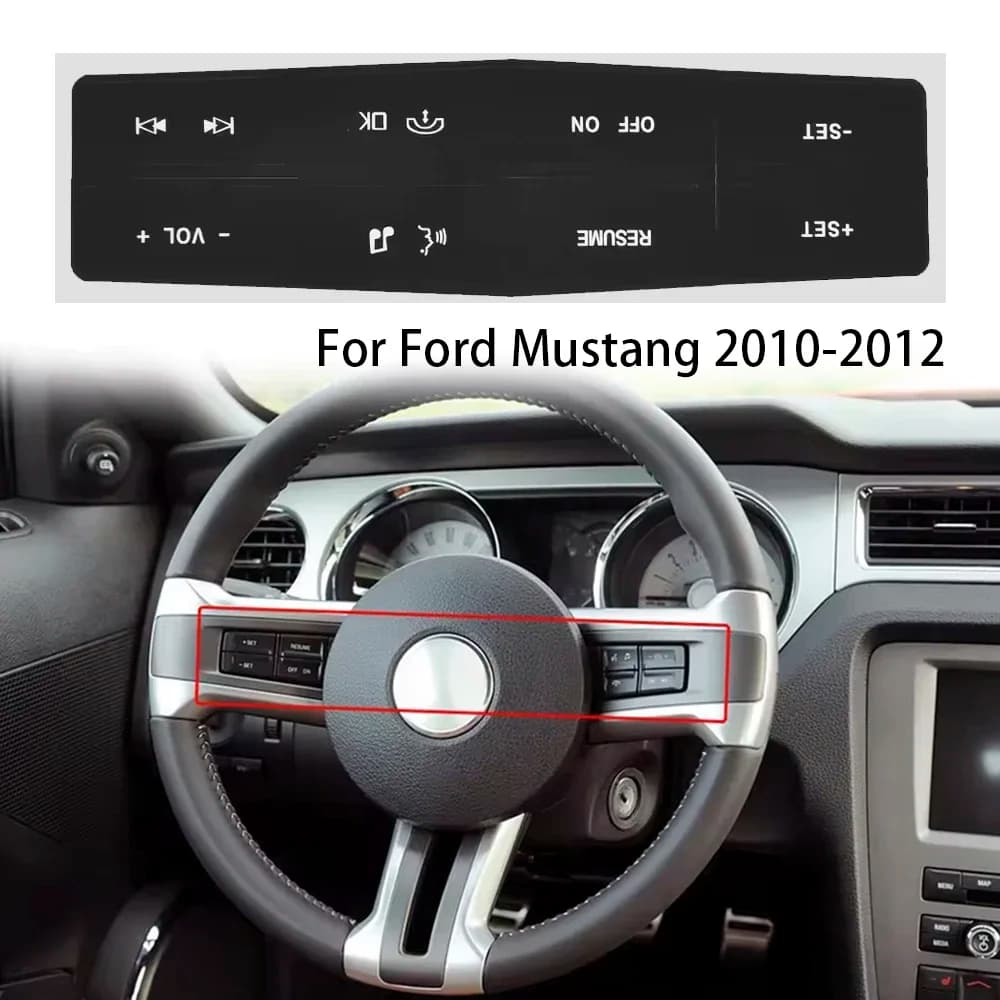 1Pc Auto Steering Wheel Control Button Repair Decals Stickers Car Interior Decor Accessories Black for Ford Mustang  2010-2012