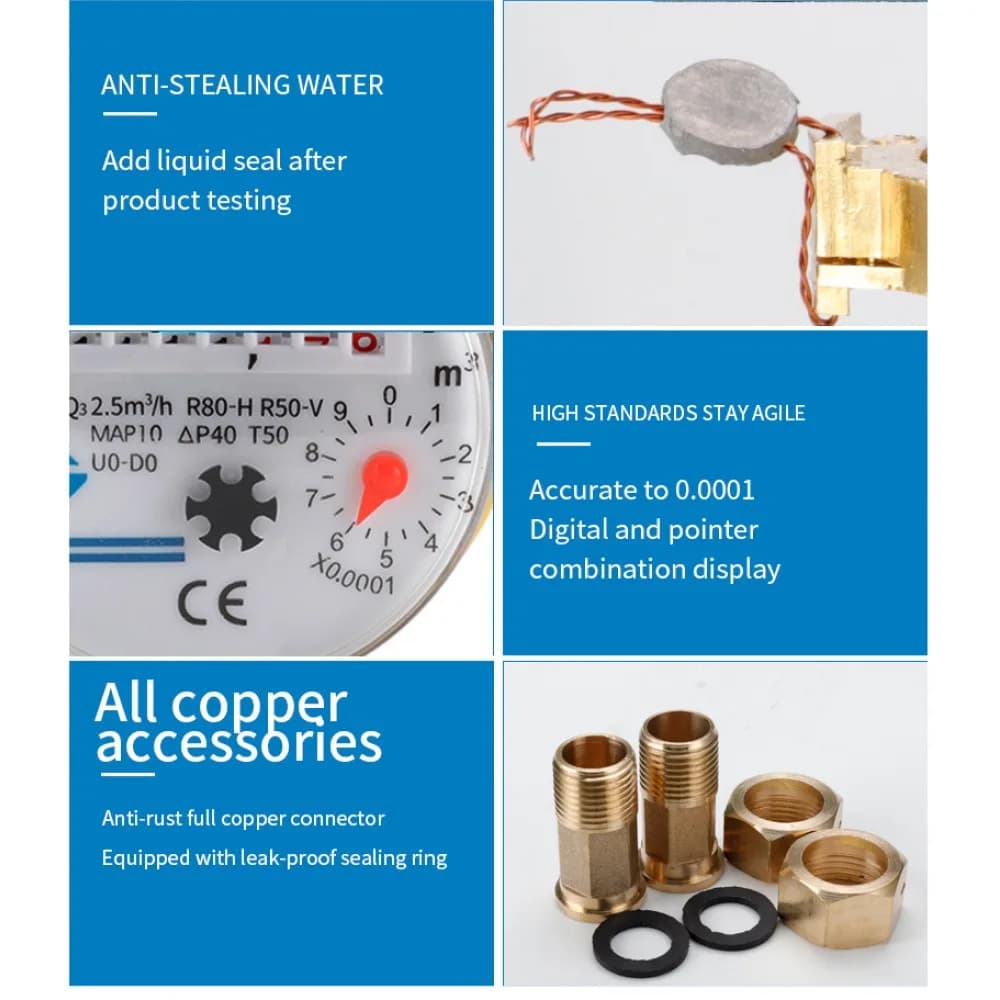 15mm 1/2 Inch Smart Water Flow Meter Read of Cubic Flow Meter 360 Adjustable Rotary Counter Water Measuring Meter for Garden