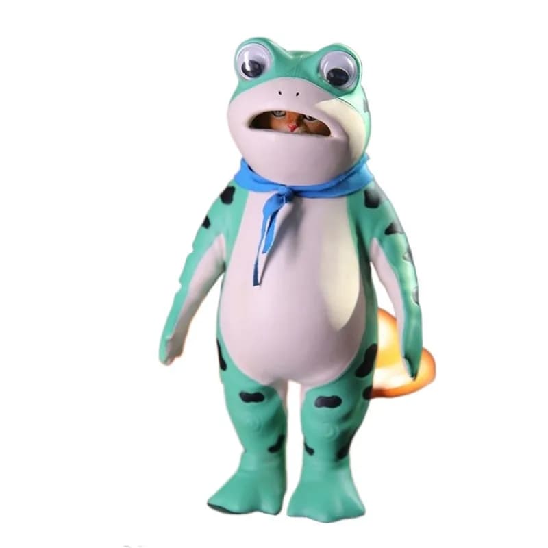 Internet celebrity frog cat head carving scene ornament tide play figure gift