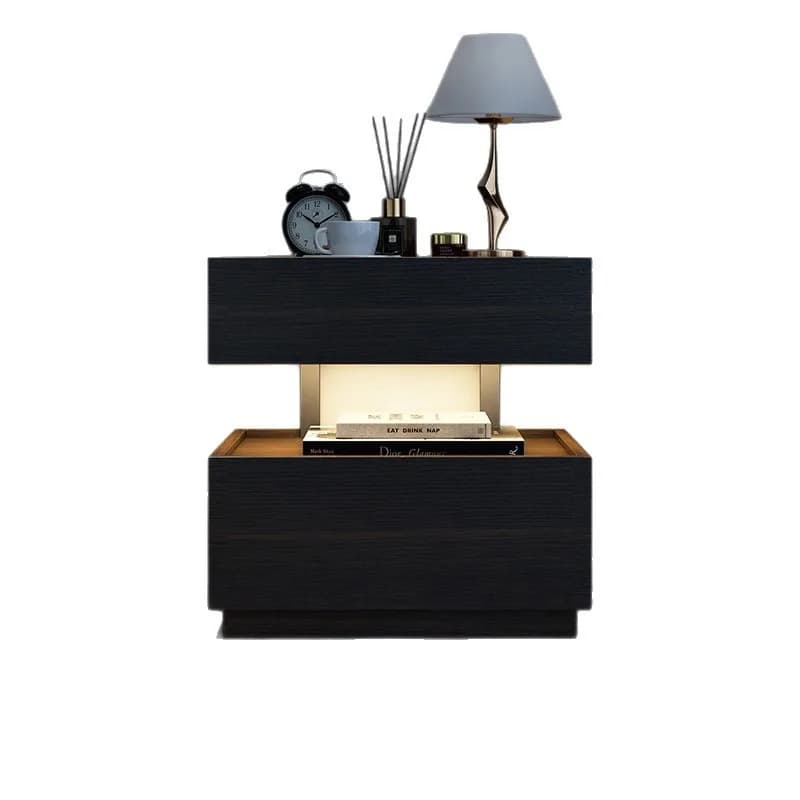 Italian minimalist walnut bedside table, bedside storage cabinet