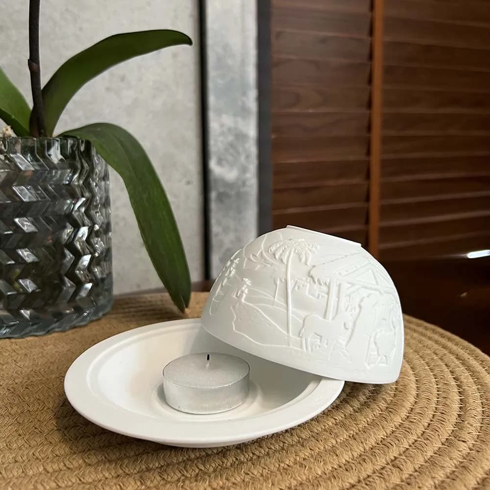Porcelain Church European Vintage Jesus Tea Light Candle Dome Holder for Women Men Christmas Gifts Meditation Home Dinner Decor