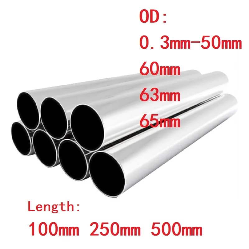1PC 304 Stainless Steel Tube Pipe Large Metal Pipes OD 0.3-50 60 63 65mm Length 100mm 250mm 500mm