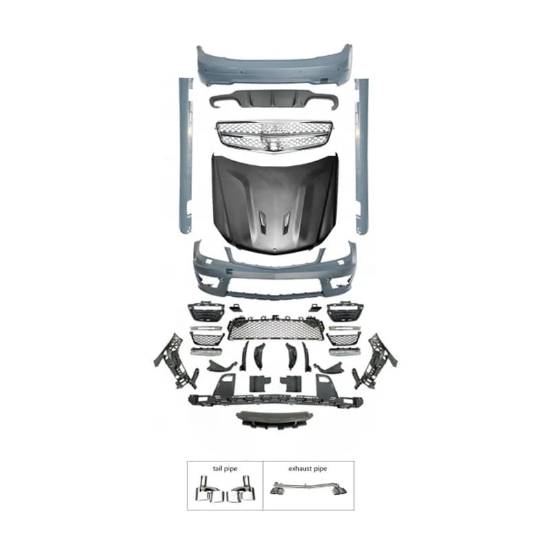 High Quality Whole Set Conversion Body Kit Front Rear Bumper Grille Side Skirt Headlights Hood Exterior Tuning Parts