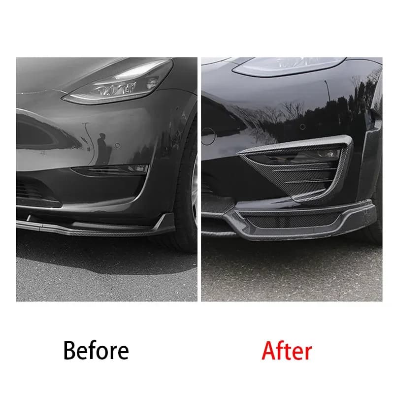 Front Fog Light Trim Cover For Tesla Model Y 20-24 Frame Blade Fog Lamp Eyebrow Spoiler Carbon Fiber ABS Self-Adhesive