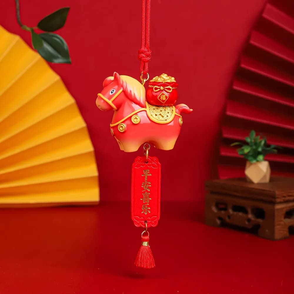 Tang Horse Chinese New Year Decoration Traditional Cute Spring Festival Car Hanging Pendant Kawaii with Tassel