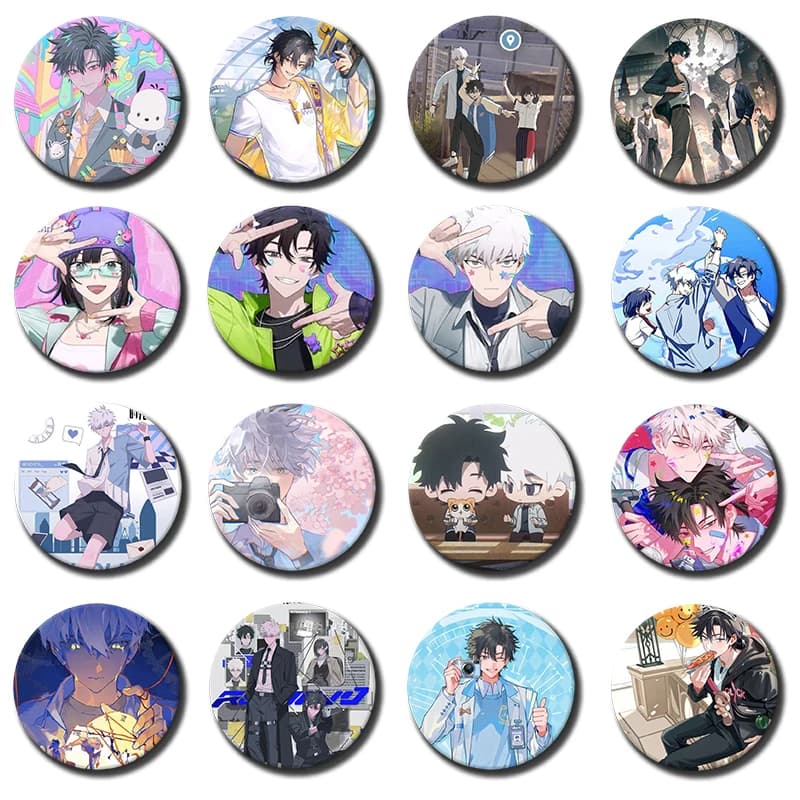 Popular Anime L-Link Click Button Pins Tinplate Brooch Character Cartoon Badge for Backpack Accessories Fans Collection Gifts