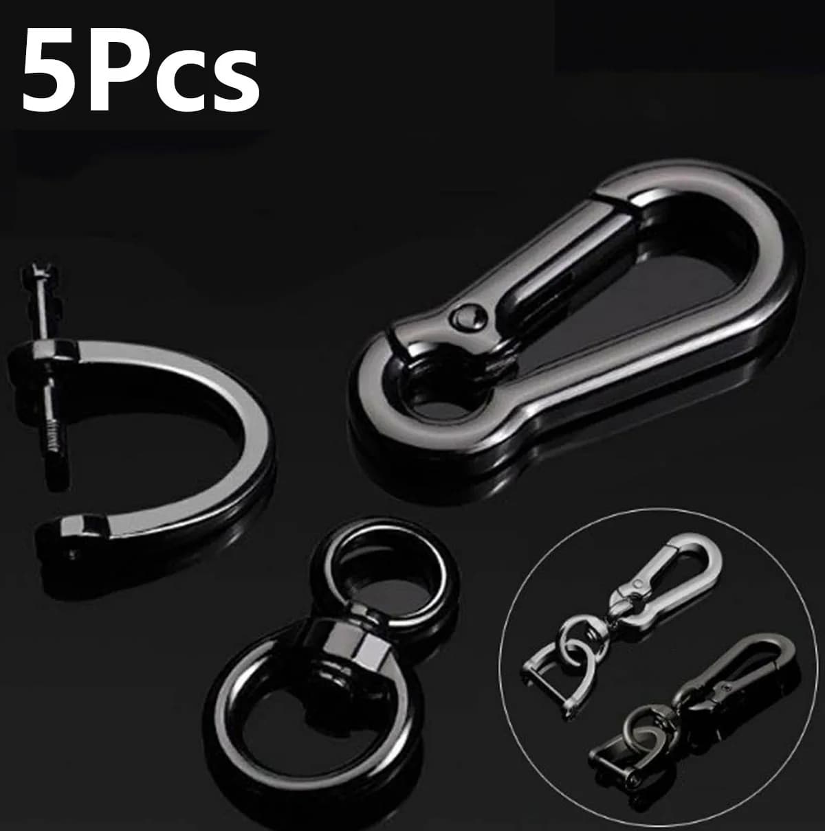 5Pcs Durable Metal Mountaineering Buckle Car Keychain keychains Come with Sturdy Clips Car Key Hooks Car Keys Accessories DIY