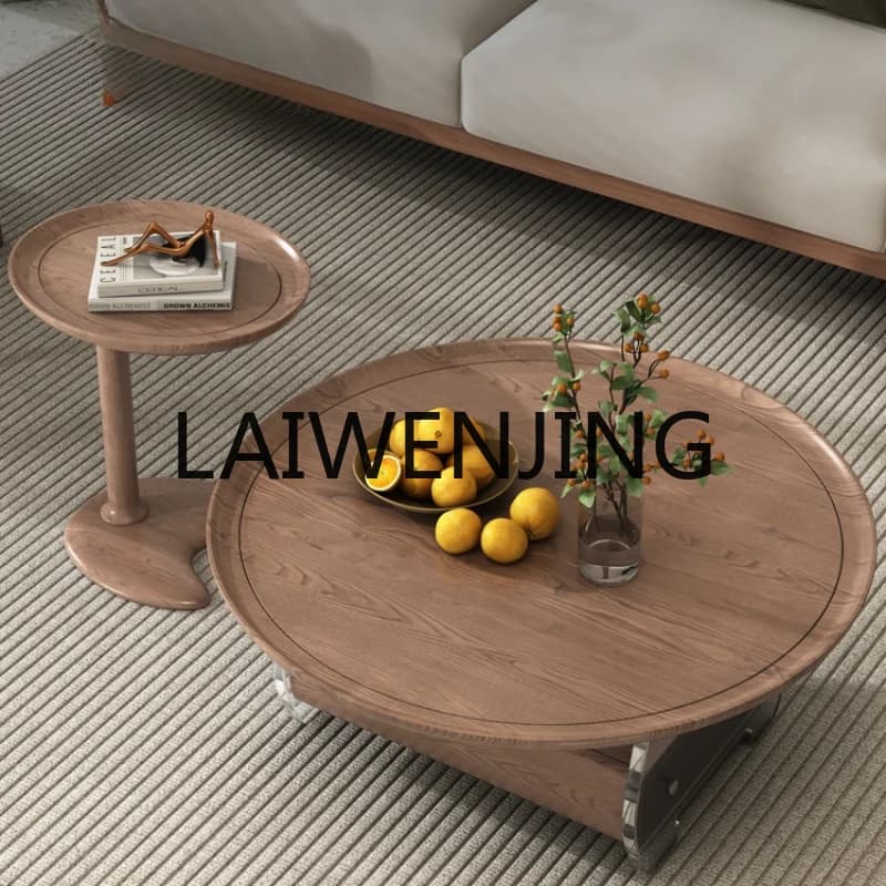 Coffee Table Living Room Home Acrylic French Retro round Small Apartment Cream Style Coffee Table