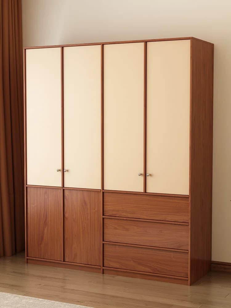 C13-solid wood wardrobe for home bedroom storage cabinet large capacity combination wardrobe wall storage cabinet
