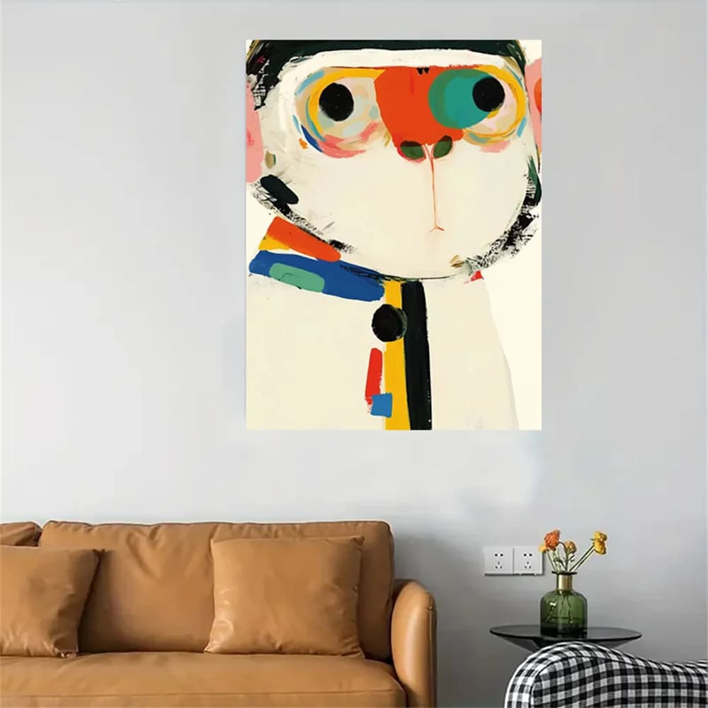 100% Hand Painted Abstract Oil Painting Happy Colorful Monkey Wall Art Picture On Canvas Mural For Living Room Home Decor Paint